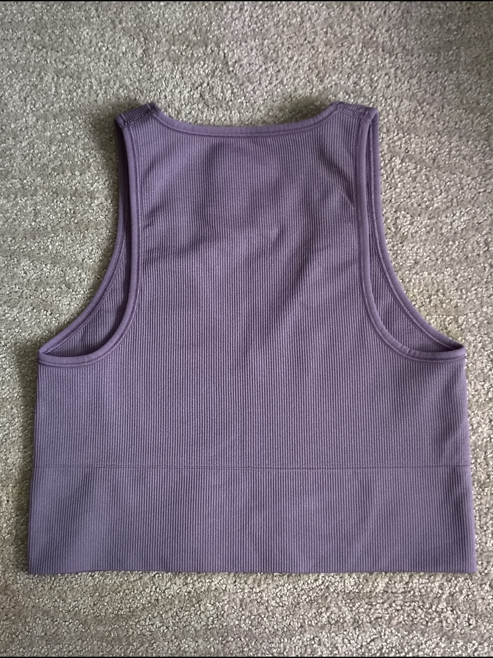 Athleta Aurora Ribbed V-Neck Crop Tank Top - Mauve Medium - Picture 2 of 3